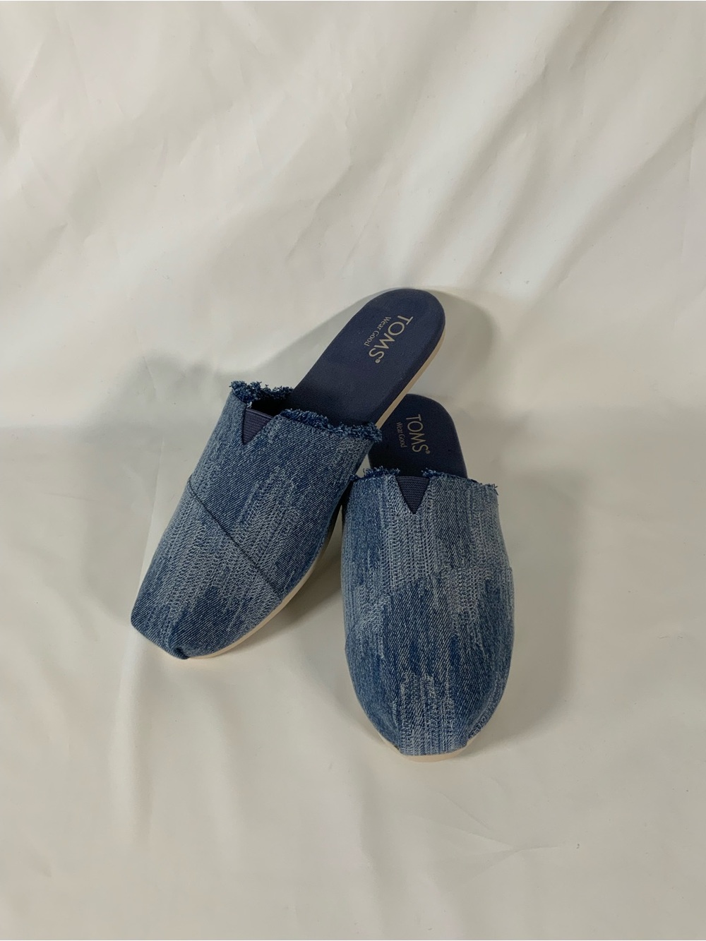 Toms Women’s Denim Slip-On Mules in Blue